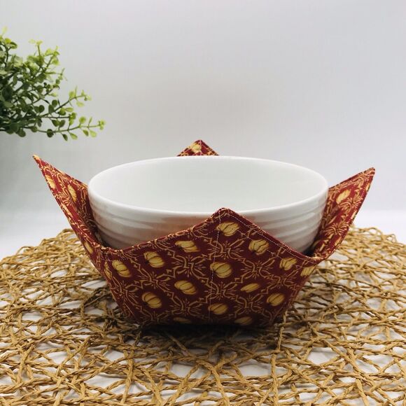 Microwave Soup Bowl Cozie Reversible Bowl Cozy, Fall Pumpkins Classic Cottage - Picture 4 of 5